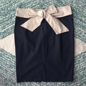 Therapy blue and cream pencil skirt w/ bow size M